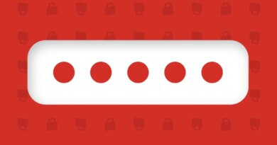 white bar with 5 red dots on red background