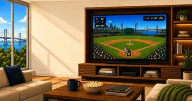 Ribbie broadcast on large tv