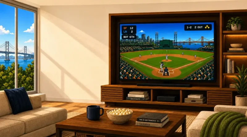 Ribbie broadcast on large tv