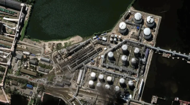 Satellite images show a blazing Russian oil terminal from Ukraine's strikes during the annual Russian Davos