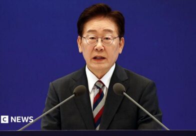 South Korean President Lee Jae-myung speaking during a news conference at the presidential Blue House in Seoul