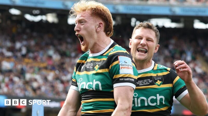 George Hendy scores a try for Northampton