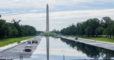 The Reflecting Pool is now 'American flag blue.' See how Trump has changed Washington, DC, during his second term.