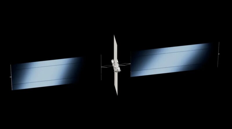 A render of a SpaceX AI satellite.