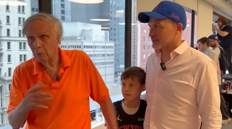 Three generations of Knicks fans celebrate by watching the championship parade
