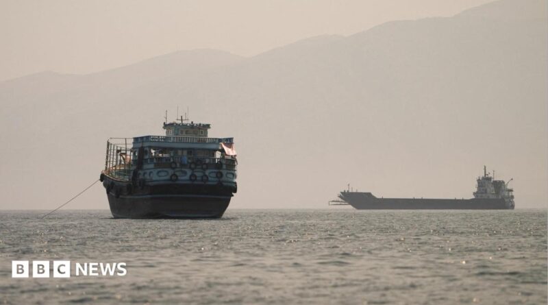 Vessels in the Strait of Hormuz as seen from Oman on 22 June, 2026.
