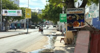 Maka Al-Mukarama Road, Mogadishu's main thoroughfare, is usually a bustling commercial hub.