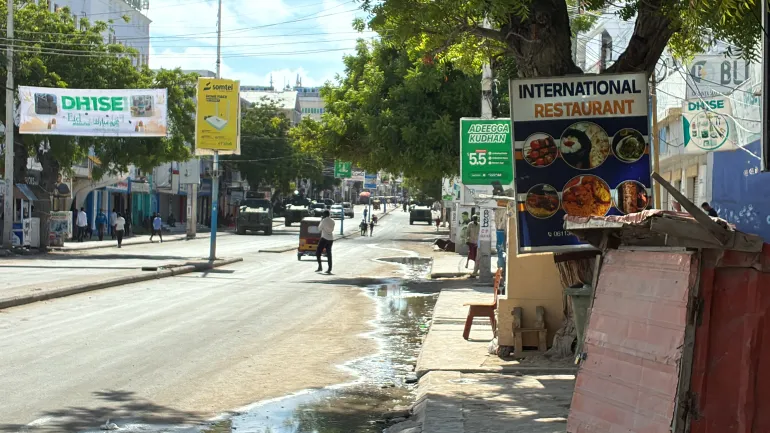 Maka Al-Mukarama Road, Mogadishu's main thoroughfare, is usually a bustling commercial hub.