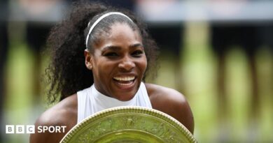 Serena Williams celebrates winning the Wimbledon title in 2016