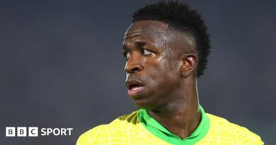 Brazil's Vinicius Junior in traditional yellow and green national team kit
