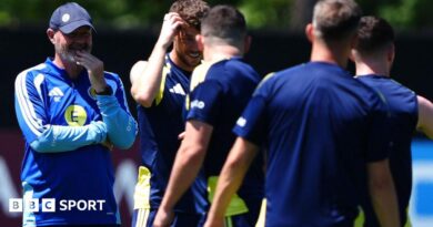 Scotland head coach Steve Clarke is all smiles during training