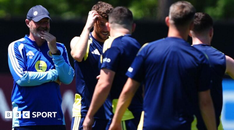 Scotland head coach Steve Clarke is all smiles during training