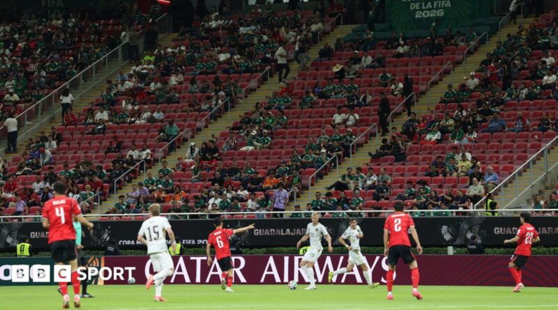 South Korea and Czech Republic play in front of a stand with a number of empty seats