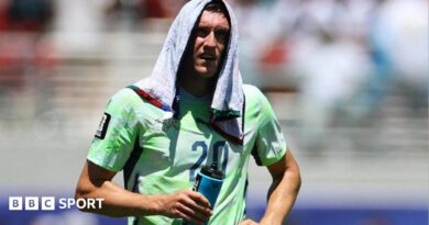 Switzerland's Michel Aebischer during a hydration break at the 2026 World Cup