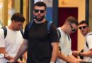 Scotland players John Souttar, Grant Hanley, Lewis Ferguson and Andy Robertson leave the team hotel