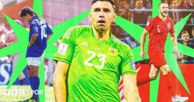 Lionel Messi celebrates his World Cup final shootout penalty against France