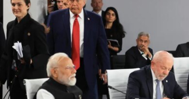 US President Donald Trump arrives as India's Prime Minister Narendra Modi (L) and Brazil's President Luiz Inacio Lula da Silva (R) attend a morning work meeting to “revive balanced, inclusive, and sustainable economic growth for the benefit of all” in the presence of the G7 countries, partner countries, the International Monetary Fund, and the OECD, as part of the G7 summit, in Evian, eastern France, on June 17, 2026.