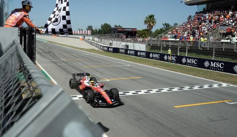 Lewis Hamilton in action.