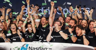 Matteo Danieli, co-founder of Bending Spoons, center, rings the opening bell during the Bending Spoons initial public offering (IPO) at the Nasdaq MarketSite in New York, US, on Wednesday, July 1, 2026. Bending Spoons applies a private equity playbook to software, buying up mostly fledgling subscription-based apps, slashing headcount and handing operations to its roster of Italian engineers. Photographer: Michael Nagle/Bloomberg via Getty Images