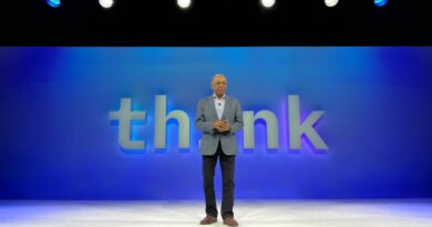 IBM CEO Arvind Krishna delivers the IBM Think keynote address in Boston on May 10, 2022.