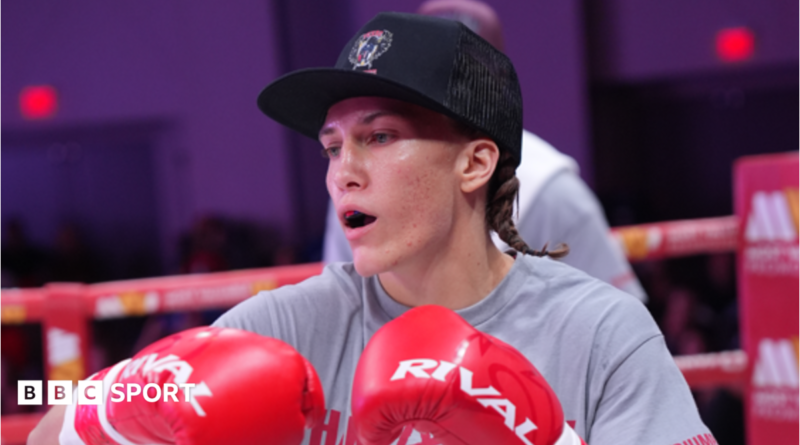 Boxer Hannah Rapp warming up in the ring before a fight