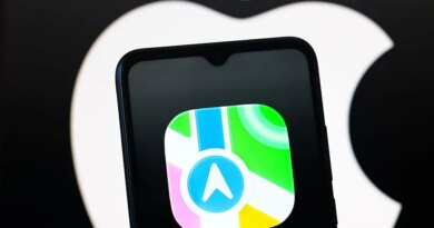 In this photo illustration, the Apple Maps logo is seen displayed on a smartphone screen.