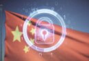 Image of Chinese flag with digital overlay of a lock depicting privacy