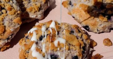 Blueberry Cottage Cheese Biscuits with Streusel Topping