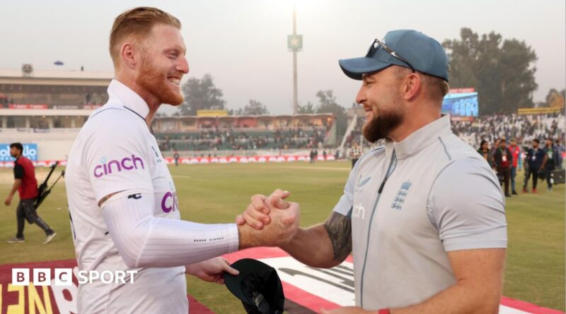 England captain Ben Stokes and coach Brendon McCullum after win over Pakistan in Rawalpindi