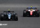 Mercedes' Kimi Antonelli ahead of Ferrari's Lewis Hamilton in the British Grand Prix sprint race