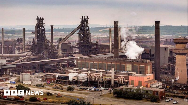An aerial view of British Steel's Scunthorpe works on July 16, 2026 in Scunthorpe, England.