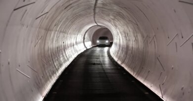 A Tesla in the Boring company tunnel in Las Vegas.