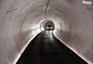 A Tesla in the Boring company tunnel in Las Vegas.