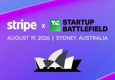 A promotional graphic for TechCrunch and Stripe's Startup Battlefield competition in Sydney, Australia August 19