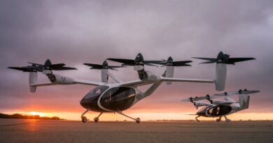 two joby aviation evtols set in front of a sunset