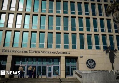 US Marines stand outside the Embassy of the United State of America in Havana, on February 21, 2018