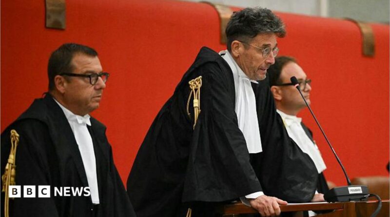 Judge Paolo Lepri (C) read the verdict in the Courthouse about the case of the Morandi Bridge collapse nearly eight years ago