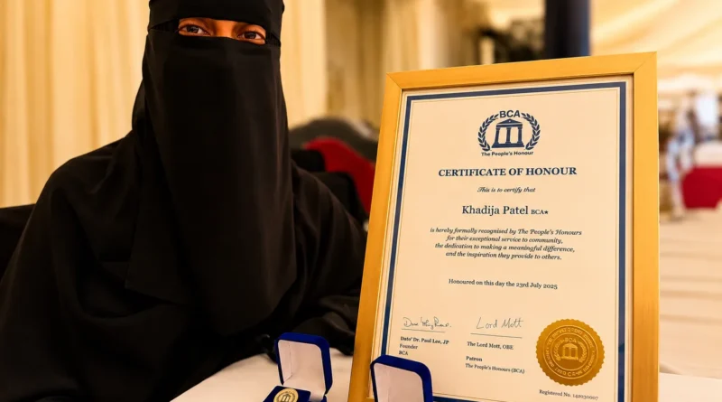 Khadija Patel received her award in a niqab