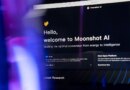 Information for Moonshot AI's Kimi chatbot arranged on a computer.