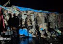 A wreckage of a bus from an accident 