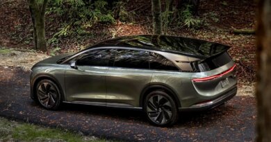 Lucid Motors' Gravity SUV in a forest