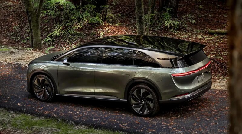 Lucid Motors' Gravity SUV in a forest