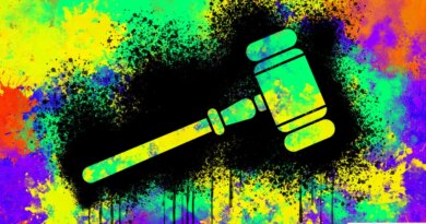 Concept illustration depicting messy litigation; gavel