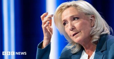 President of Rassemblement National parliamentary group Marine Le Pen poses poses ahead of a television interview entitled "Le Grand Entretien" broadcast on French news channel LCI, in Boulogne-Billancourt, southern of Paris on July 1, 2026