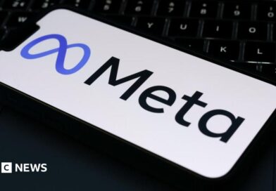 The Meta logo is displayed on a mobile phone