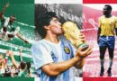 A composition image featuring Mexico's 2026 Fifa World Cup squad, Diego Maradona, and Pele in front of a backdrop of Estadio Azteca, templated with the colours of the Mexican flag