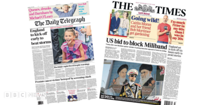The headline on the front page of the Sun reads: “Replanned of god”.