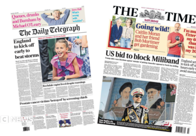 The headline on the front page of the Sun reads: “Replanned of god”.