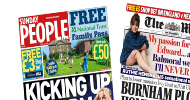 The headline on the front page of the Sunday People reads: “Kicking up a storm”.