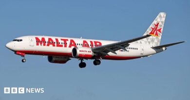 A Malta Air flight in the air